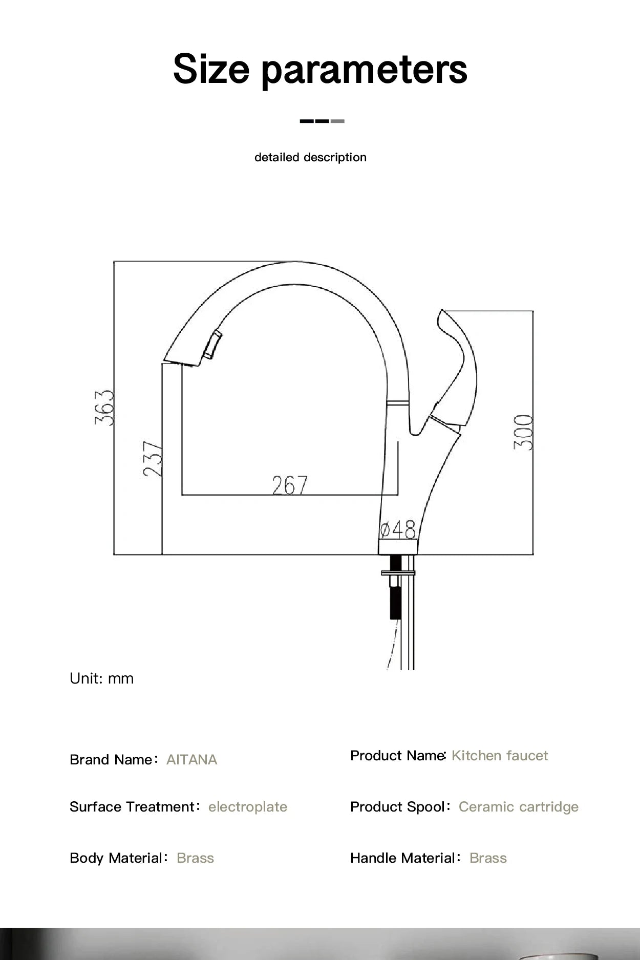 Kitchen faucet cold and hot dual function