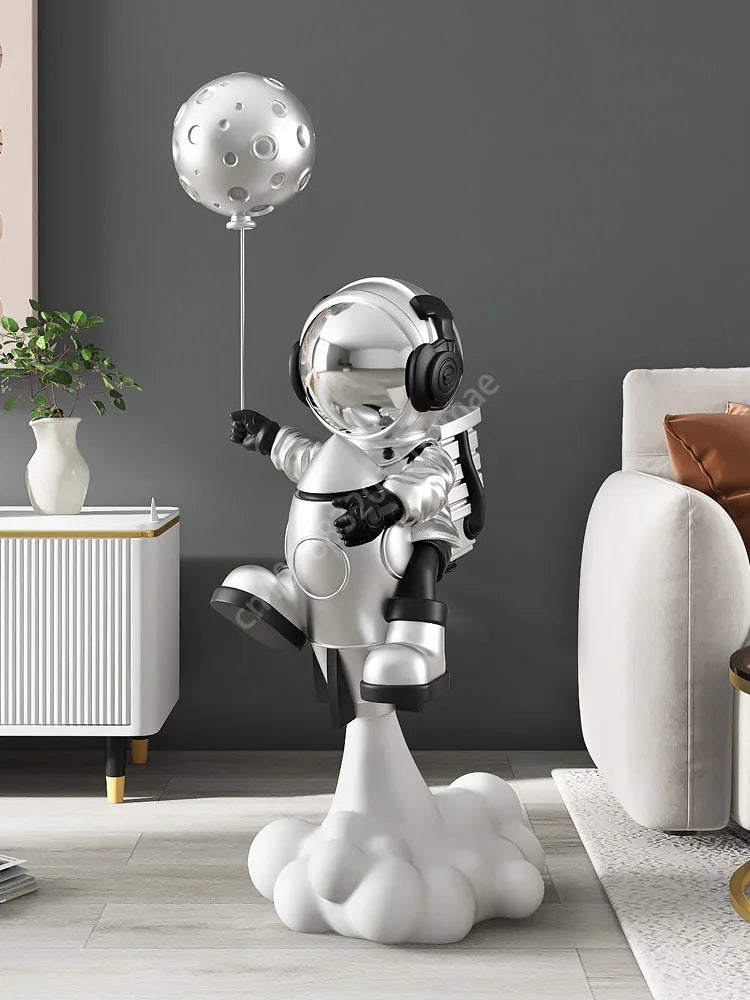 95cm Astronaut Balloon Lamp Sculpture Large Floor-standing Decoration Living Room TV Cabinet Home Decoration Statue Housewarming