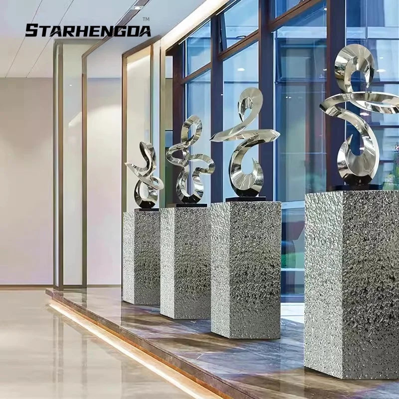 Hotel lobby stainless steel sculpture crafts model room living room large floor porch decorative art decoration