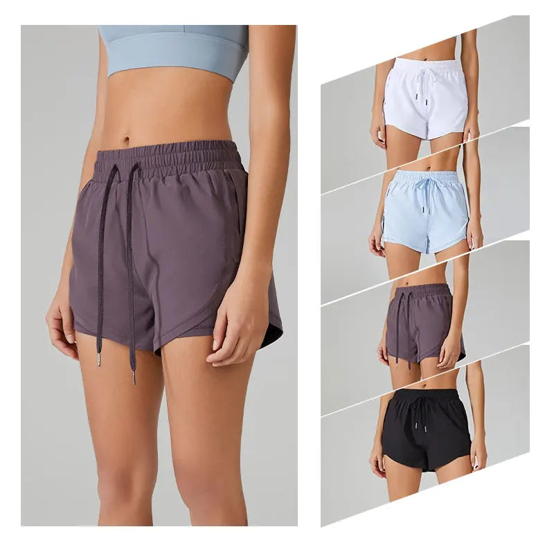 2 in 1 Women Running Shorts Yoga Clothes Fitness Elastic Summer Workout Female Jogging Leggings For Ladies Gym Sport Shorts