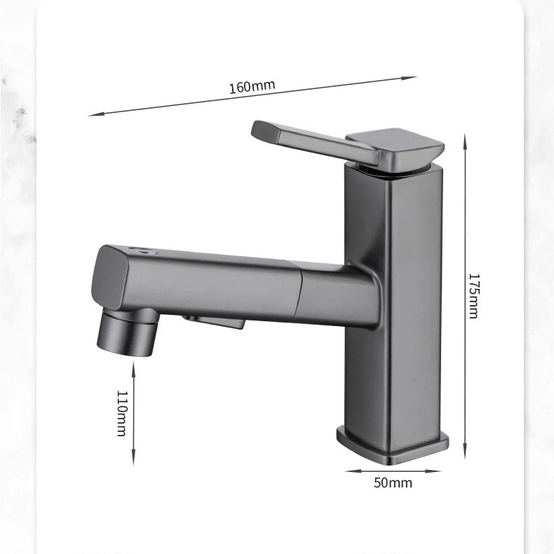 Pull Out Type Bathroom Faucet Hot and Cold Water Outlet Bathroom Sink Faucet Three Mode Water Outlet Washbasin Faucet Tap