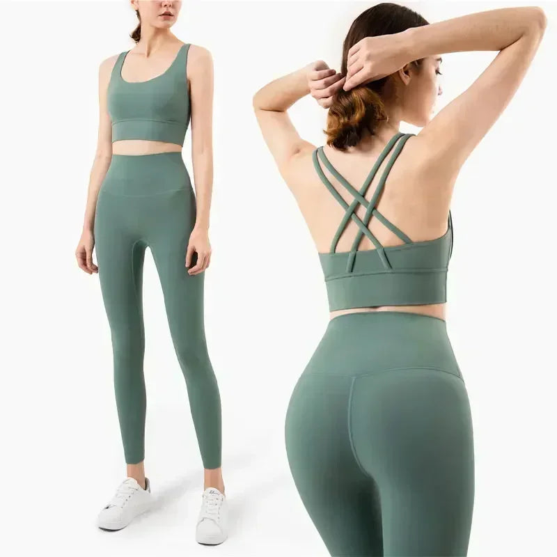 Sportswear Yoga Set Leggings and Tops Fitness