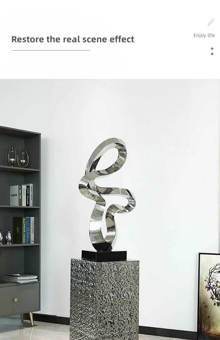 Hotel lobby stainless steel sculpture crafts model room living room large floor porch decorative art decoration