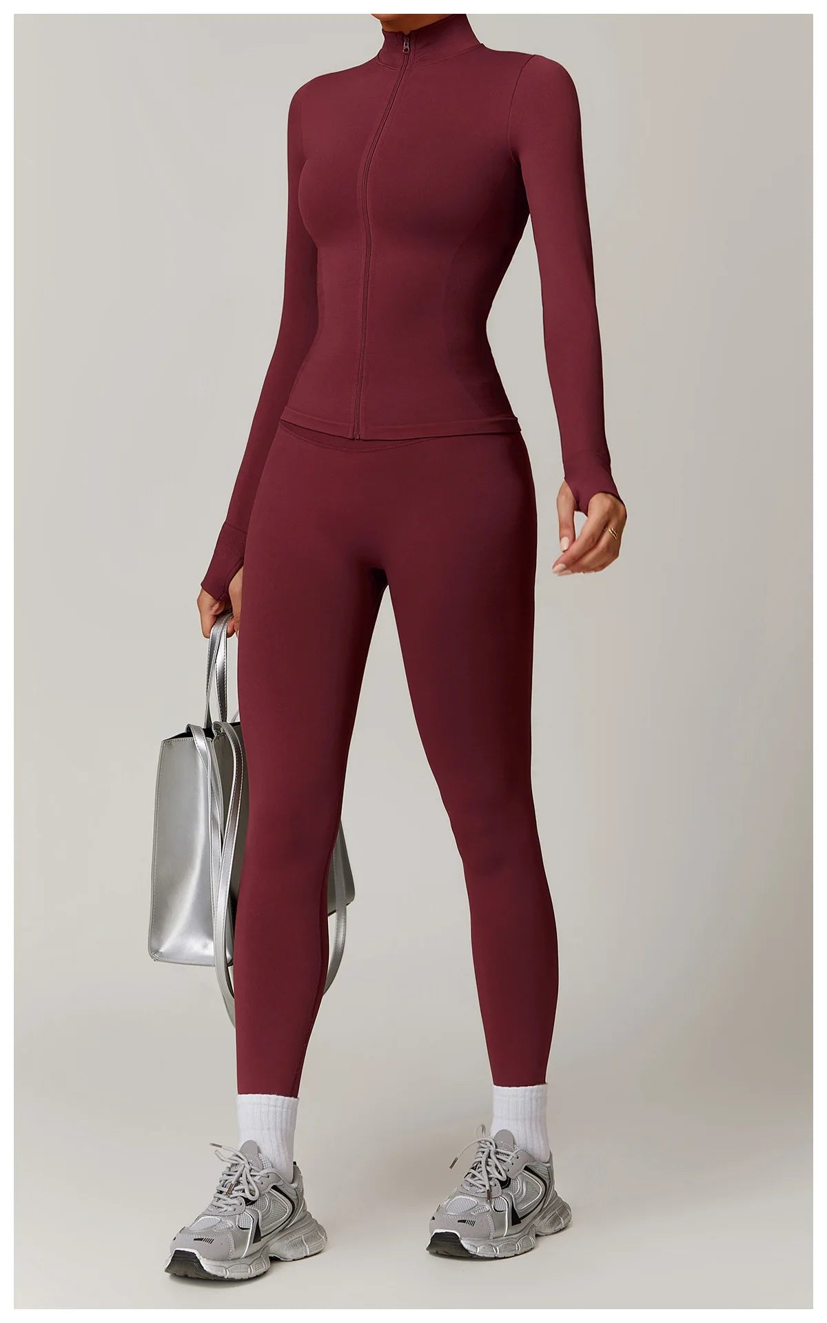 Seamless Yoga Clothes Women's Top Standing Collar Long Sleeved Sports Jacket