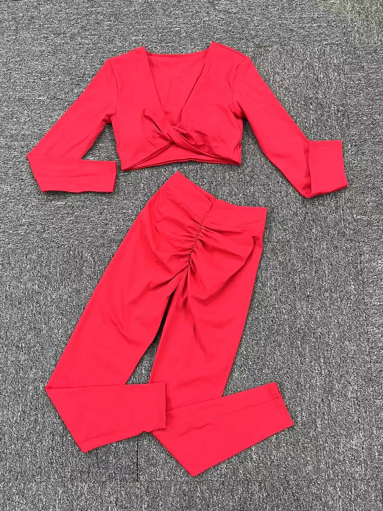 2PCS Yoga Set Sport Fitness High Waist Hip Lifting Pants