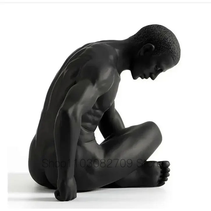 Body Naked Man Art Sculptures Modern Nude Male Black Statues Masculinity Resin Creative Ornament Home Decor Furnishings Business