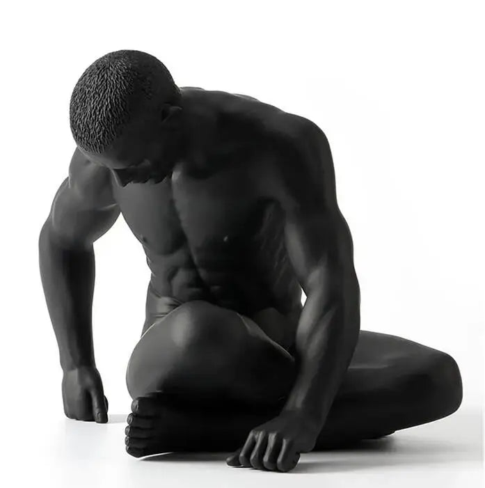 Body Naked Man Art Sculptures Modern Nude Male Black Statues Masculinity Resin Creative Ornament Home Decor Furnishings Business