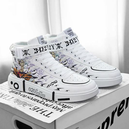 Fashion White Skateboard Shoes Men Casual Sneakers 2024 Autumn High Top Designer Anime Sneakers Shoes Women zapatillas de hombre