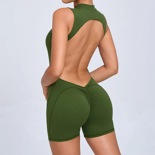 Backless Jumpsuit Women's Yoga Suit Short Sports