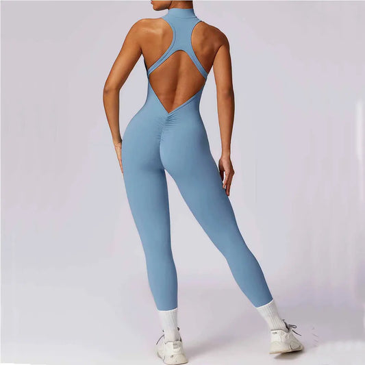 Women's Tracksuit Yoga Set Zipper Jumpsuits One Piece Fitness