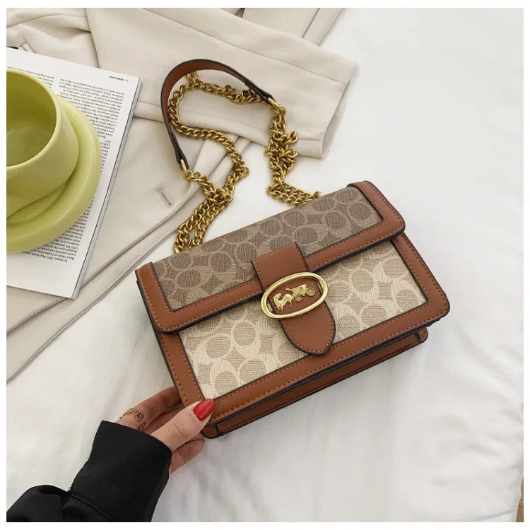 Fashon High-End Women' Bag 2023 Luxury Trendy Messenger Shoulder Bag Retro Small Square Bag Ladies Chain Shoulder Bag Handbags