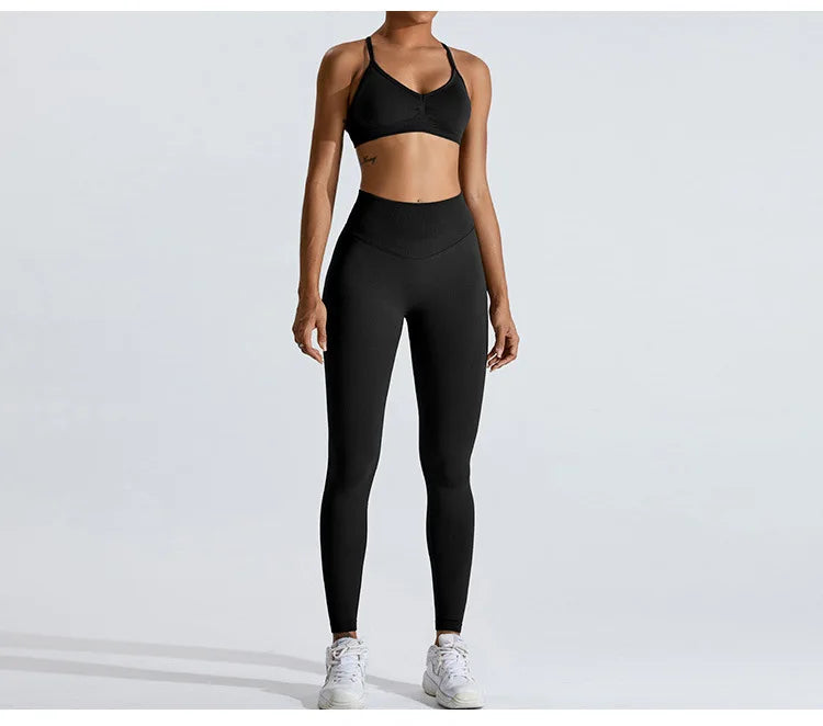 Gym Clothes Women 2 Pcs Yoga Set Sports Bra Seamless High Waist Leggings