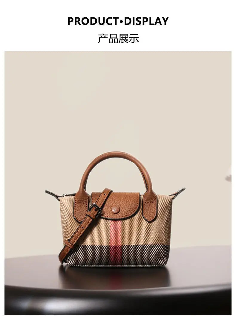 Early spring new women's bag plaid canvas personalized versatile dumpling bag summer lightweight shoulder crossbody bag