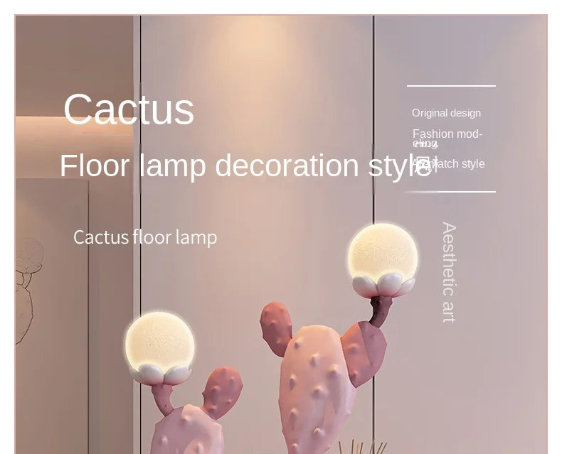 Nordic Room Decor 129cm Large Cactus Sculptures，Living Room Decoration Storage Side Table Creative Home Accessories Night Light