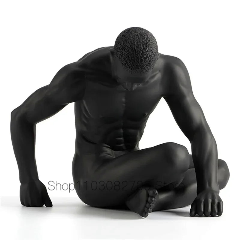 Body Naked Man Art Sculptures Modern Nude Male Black Statues Masculinity Resin Creative Ornament Home Decor Furnishings Business