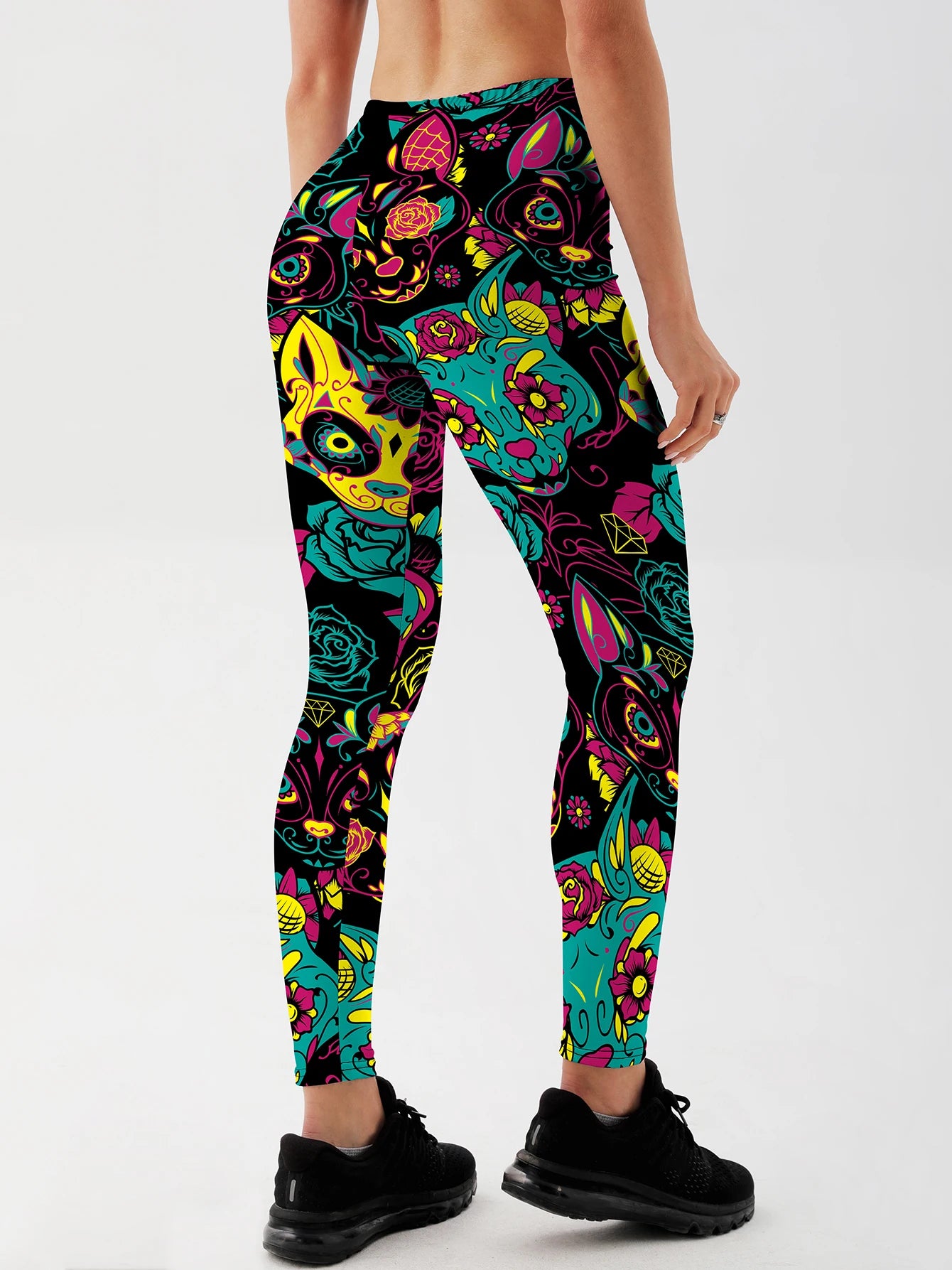 Cute Cat Printed Leggings For Fitness