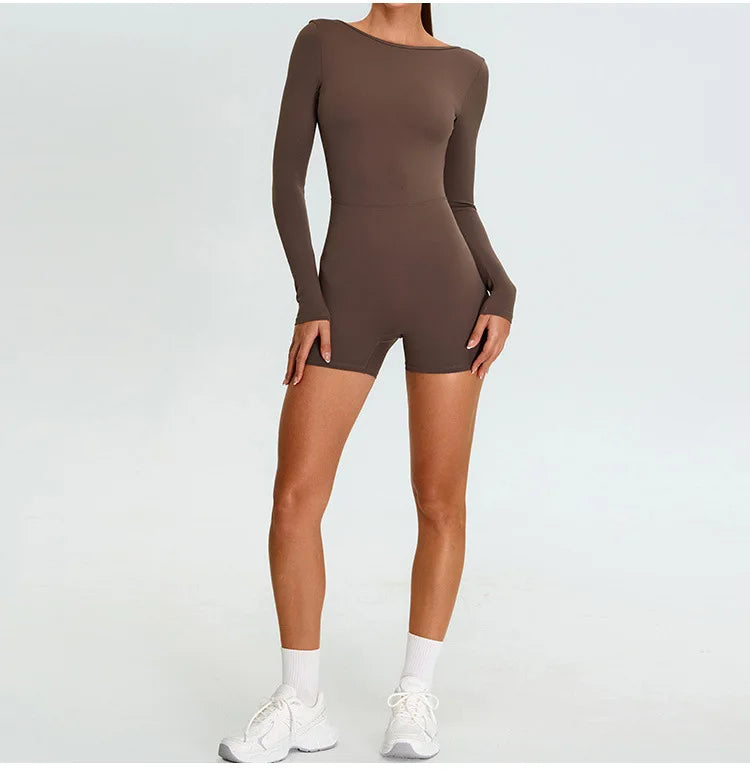 Yoga Suit Yoga Jumpsuit Long Sleeved Backless Rompers Sports Wear