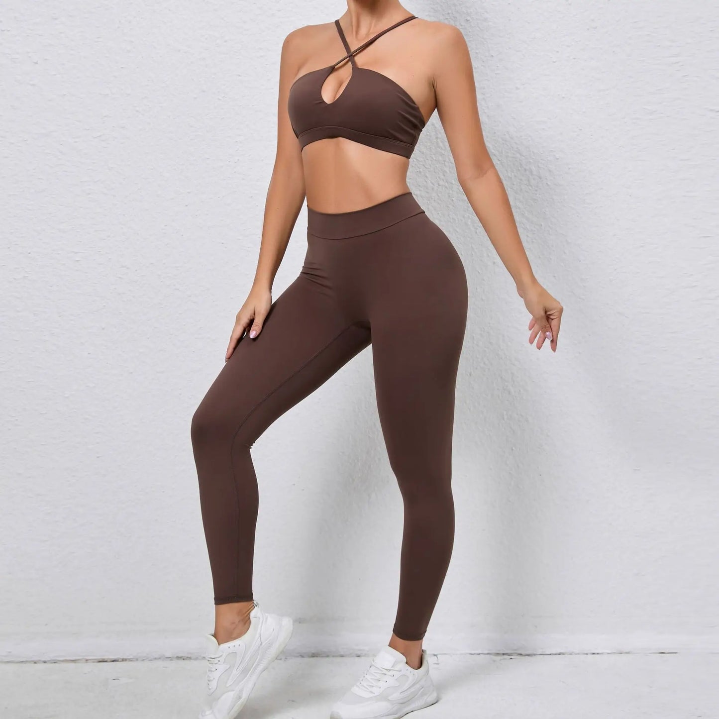Sports Set Women Clothes Fitness Outfit Rib Yoga Suit Cross Running
