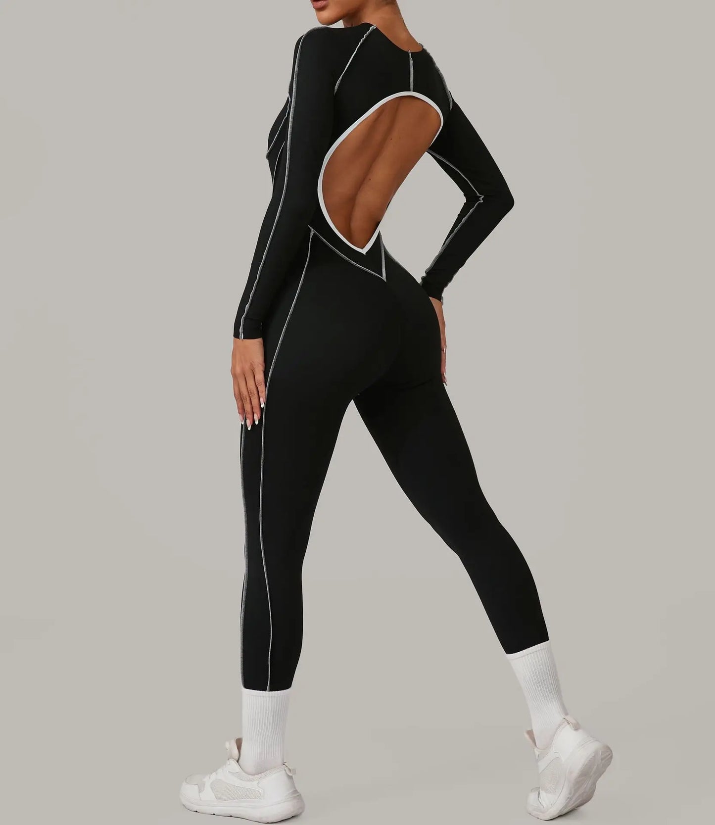 Yoga Suit Sport Fitness Seamless Line Contrast Color Skinny Pants One Piece