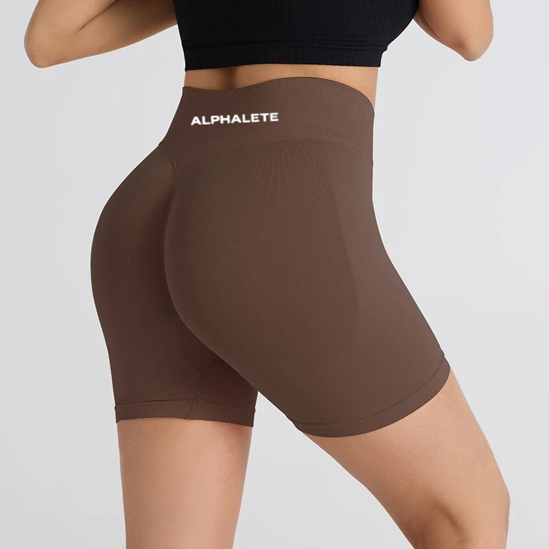 2025 ALPHALETE Impact Shorts Women Fitness Sports Biker Shorts Ribbed Band Yoga Shorts Workout Scrunch Butt Seamless Leggings