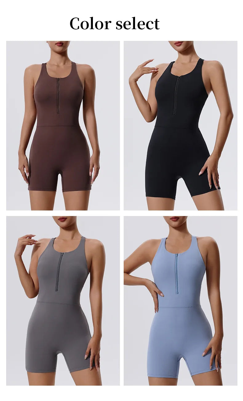 Zipper Yoga Jumpsuit Fitness Tracksuit
