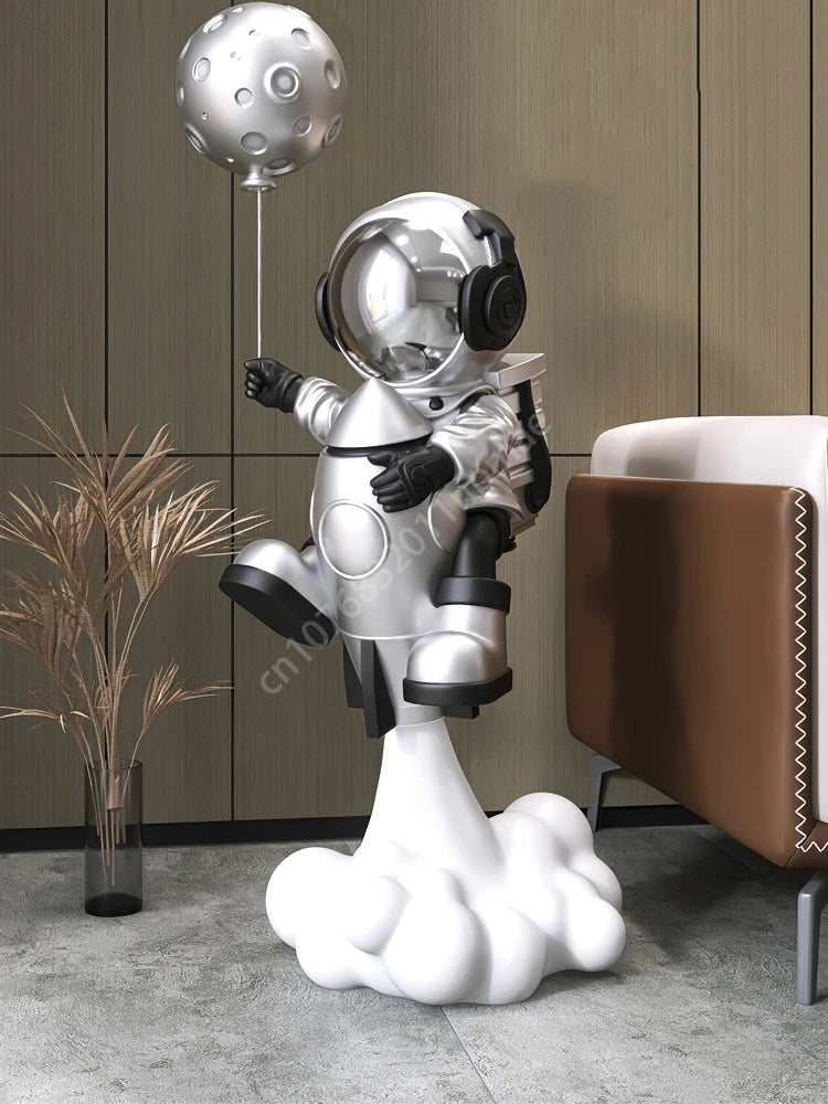 95cm Astronaut Balloon Lamp Sculpture Large Floor-standing Decoration Living Room TV Cabinet Home Decoration Statue Housewarming