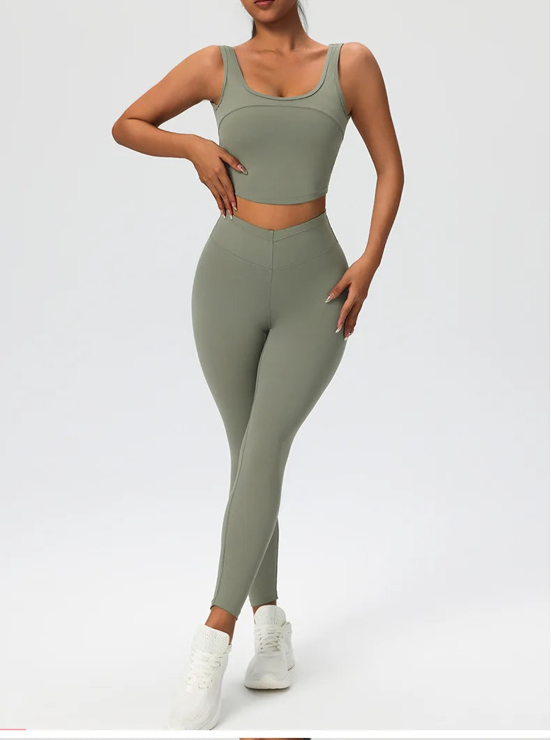 2 Pieces Women's High Quality Soften Yoga Set  Sports Suit Gym Set