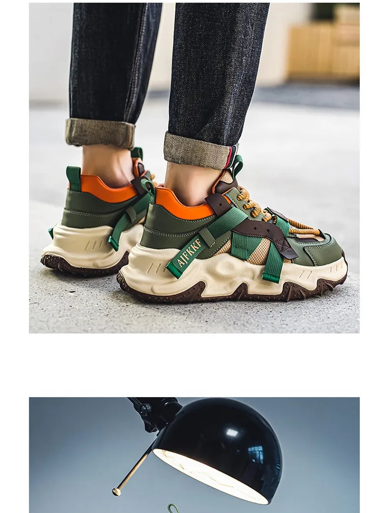 Trend Green Men's Thick Bottom Casual Sneakers Designer High Top Trainers Men Fashion Platform Shoes Breathable Chunky Sneakers