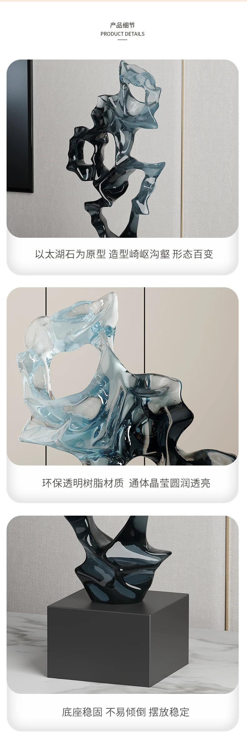 Sculpture Shilai Operation Decorations Transparent Resin Luxury Living Room Porch TV Cabinet Hotel Office Decoration Crafts