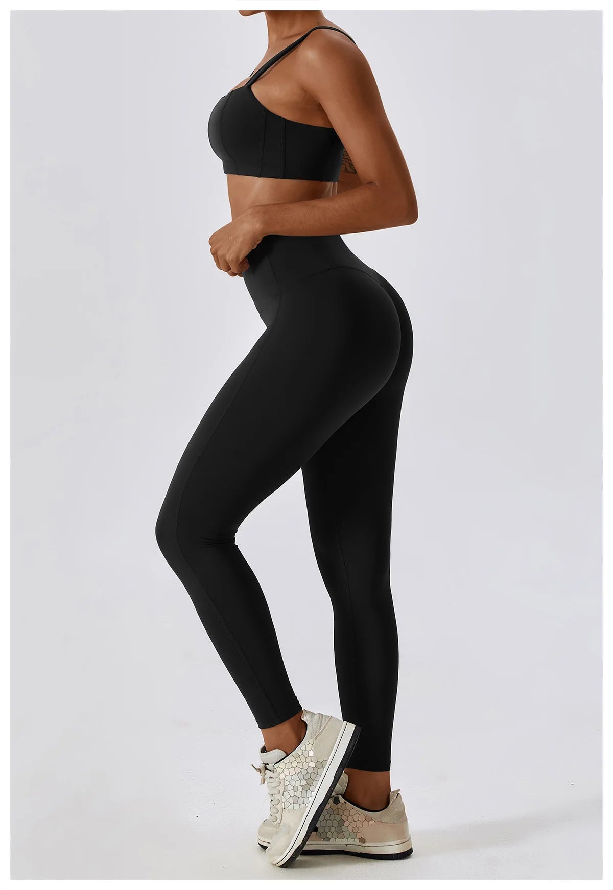 Athletic Wear High Waist Leggings And Top Two Piece Set Seamless Gym