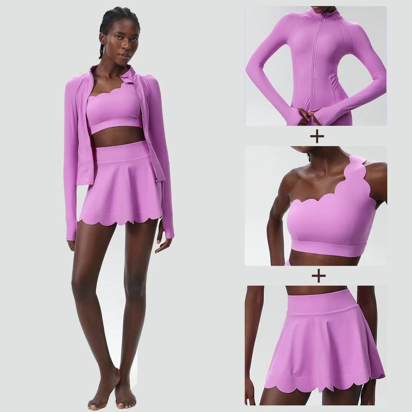 3Pcs Fitness Yoga Set Women Solid Color Gym Running Suit