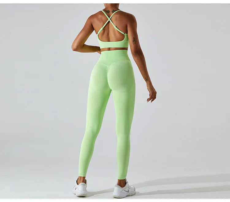 Women's Tracksuit Seamless Fitness Suit 2PCS Yoga Set Sportswear Workout