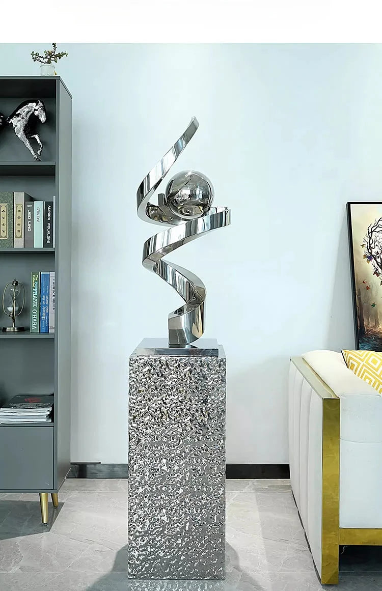 Hotel lobby stainless steel sculpture crafts model room living room large floor porch decorative art decoration