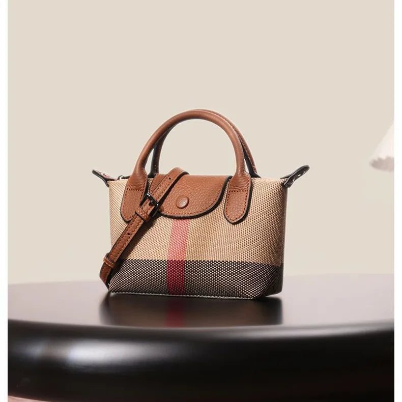 Early spring new women's bag plaid canvas personalized versatile dumpling bag summer lightweight shoulder crossbody bag