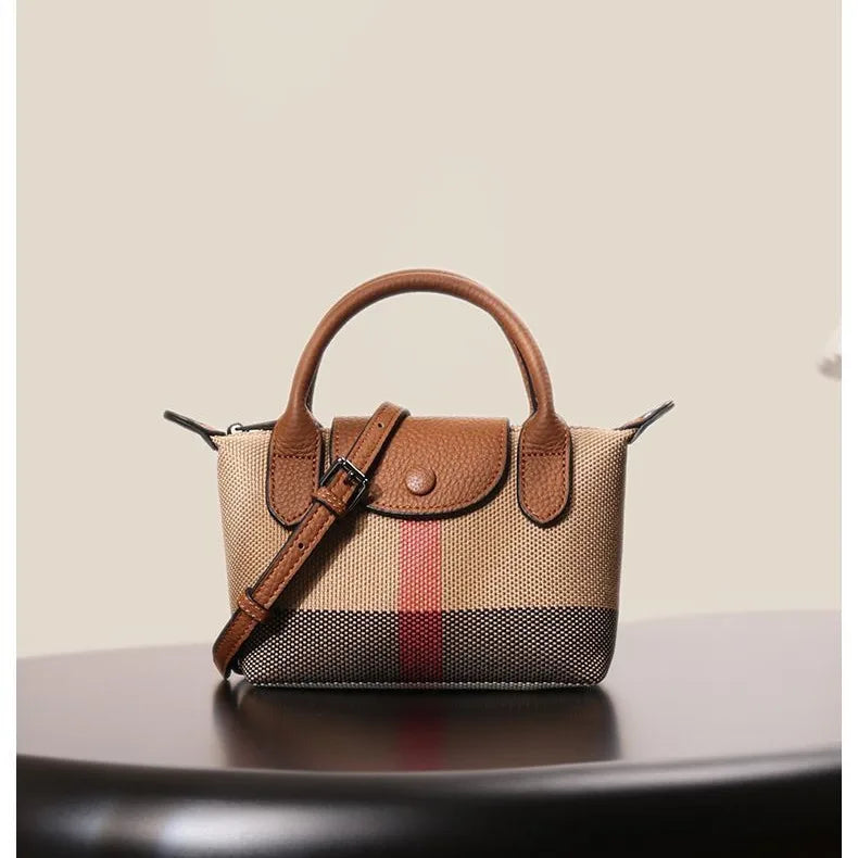 Early spring new women's bag plaid canvas personalized versatile dumpling bag summer lightweight shoulder crossbody bag