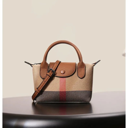 Early spring new women's bag plaid canvas personalized versatile dumpling bag summer lightweight shoulder crossbody bag