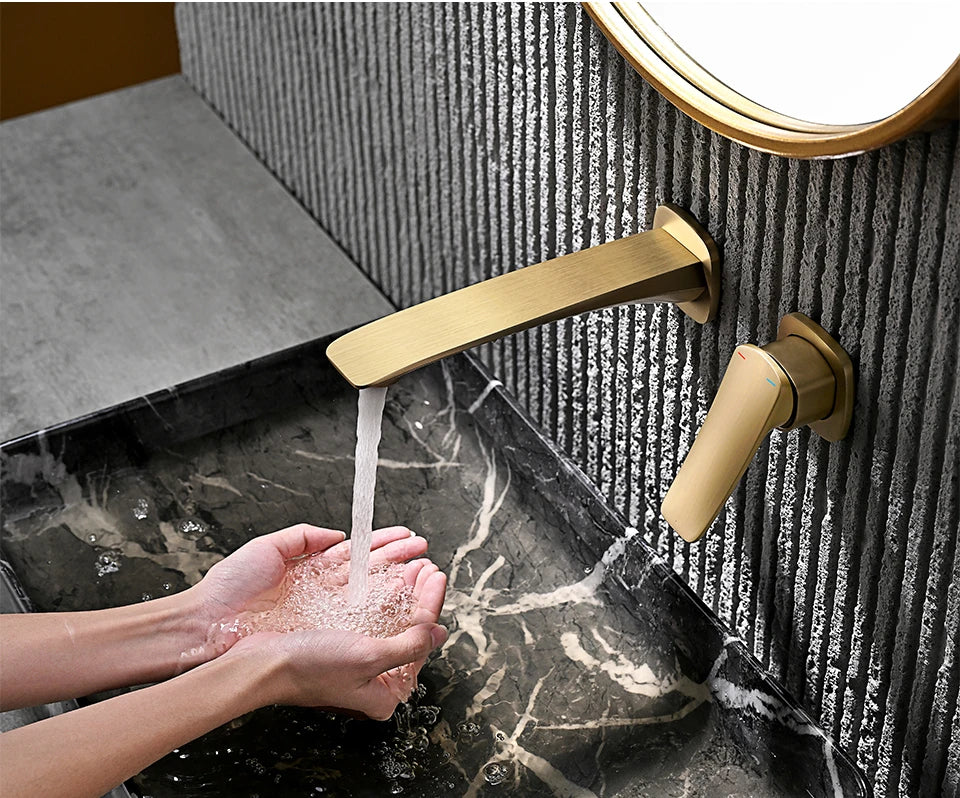 VGX Concealed Bathroom Faucets Embedded Cartridge Basin Mixer Sink Faucet Gourmet Washbasin Tapware Hot Cold Water Tap Brass