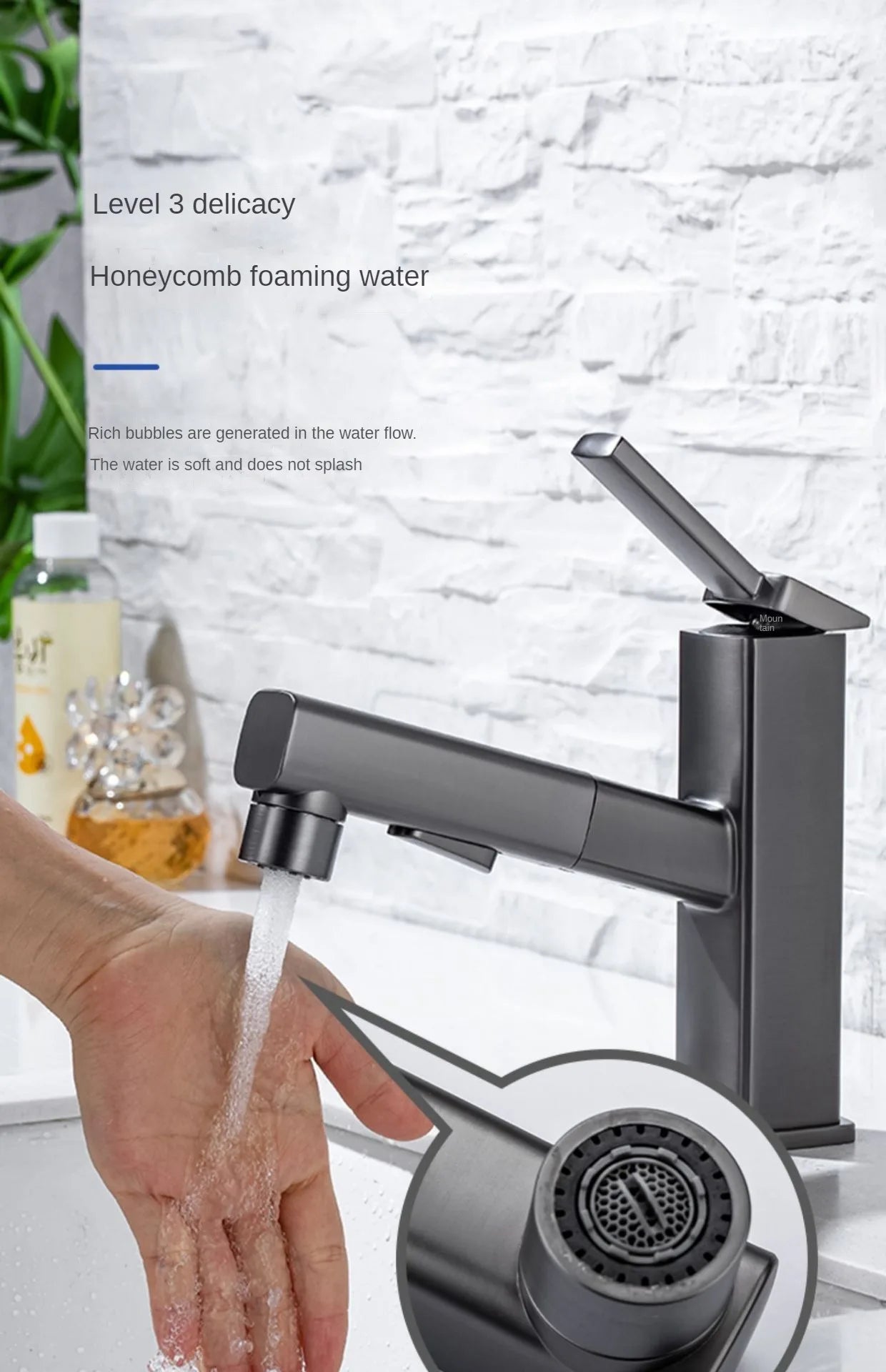 Pull Out Type Bathroom Faucet Hot and Cold Water Outlet Bathroom Sink Faucet Three Mode Water Outlet Washbasin Faucet Tap