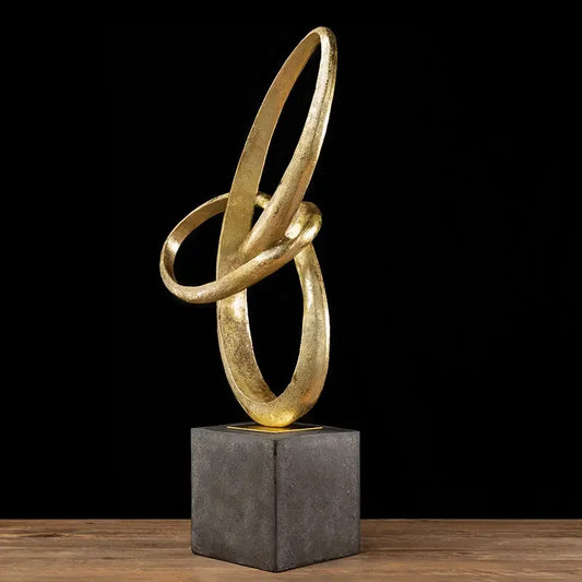 Creative Ribbon Sculpture Abstract Crafts Furnishings Desk Decoration Resins Ornaments Golden Ribbon Statue Modern Home Decor