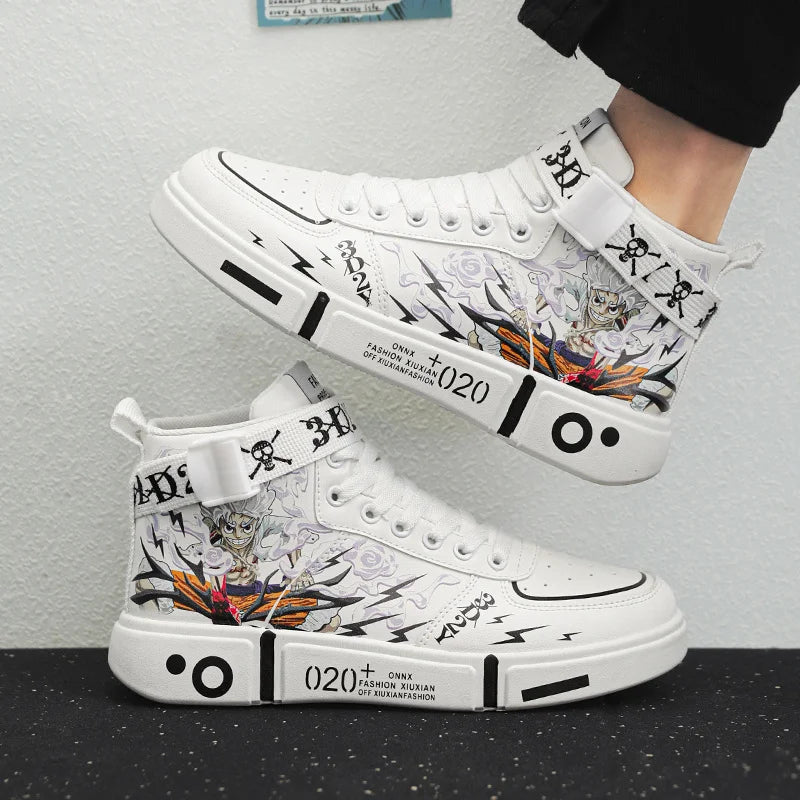 Fashion White Skateboard Shoes Men Casual Sneakers 2024 Autumn High Top Designer Anime Sneakers Shoes Women zapatillas de hombre