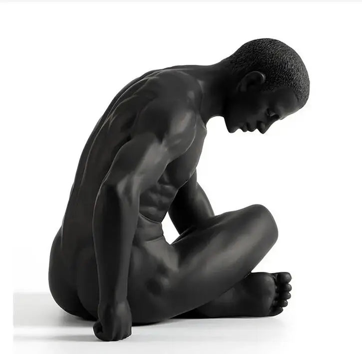 Body Naked Man Art Sculptures Modern Nude Male Black Statues Masculinity Resin Creative Ornament Home Decor Furnishings Business