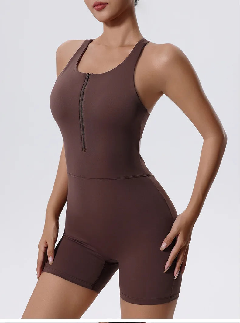 Zipper Yoga Jumpsuit Fitness Tracksuit