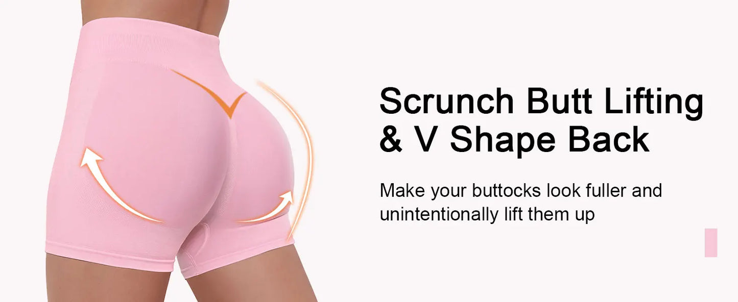 Women Seamless Yoga Sports Shorts Stretch Scrunch Butt Gym Shorts Low Ribbed Workout Running Leggings Sexy Athletic Yoga Shorts