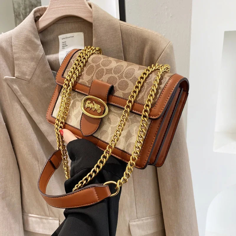 Fashon High-End Women' Bag 2023 Luxury Trendy Messenger Shoulder Bag Retro Small Square Bag Ladies Chain Shoulder Bag Handbags