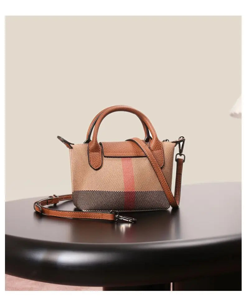 Early spring new women's bag plaid canvas personalized versatile dumpling bag summer lightweight shoulder crossbody bag