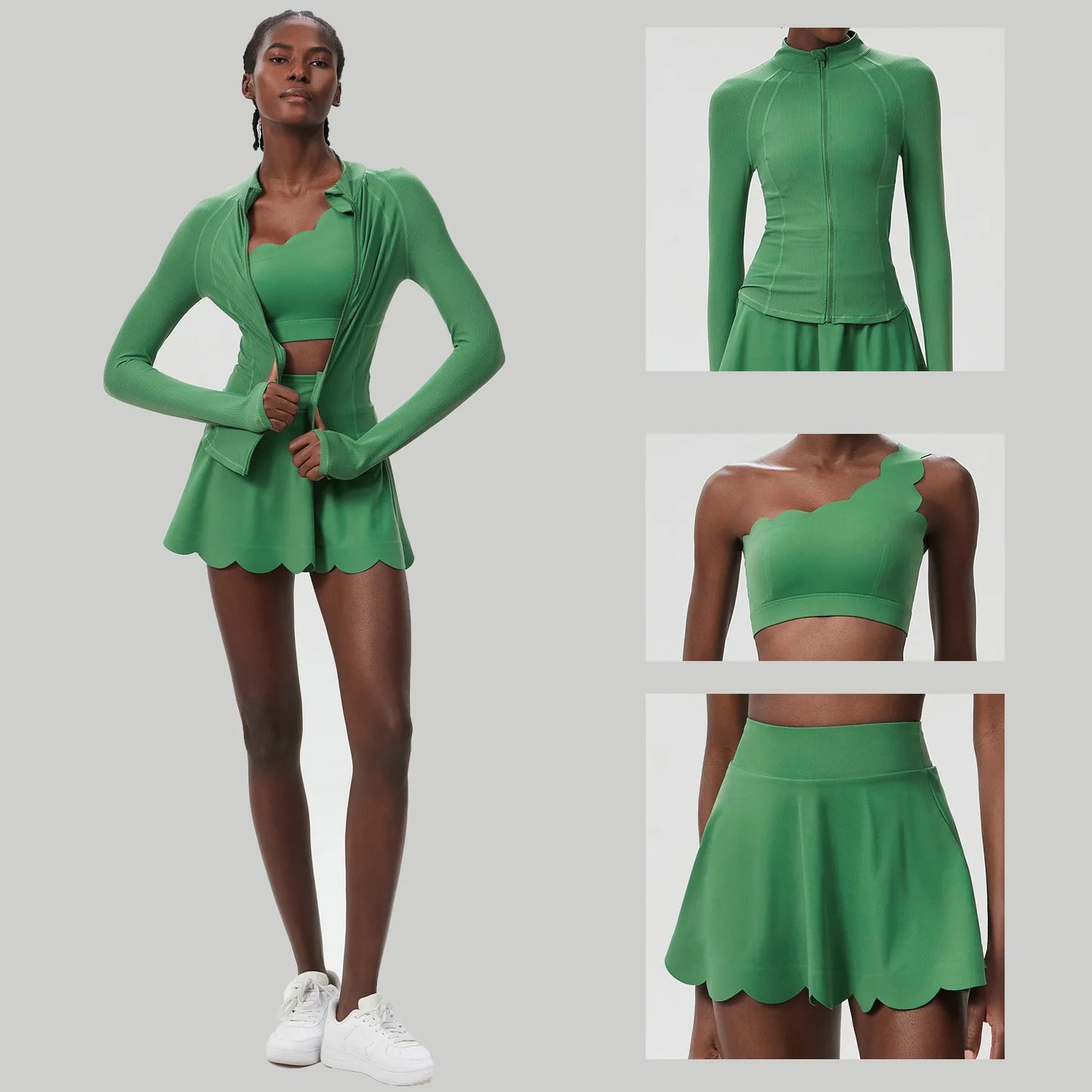 3Pcs Fitness Yoga Set Women Solid Color Gym Running Suit