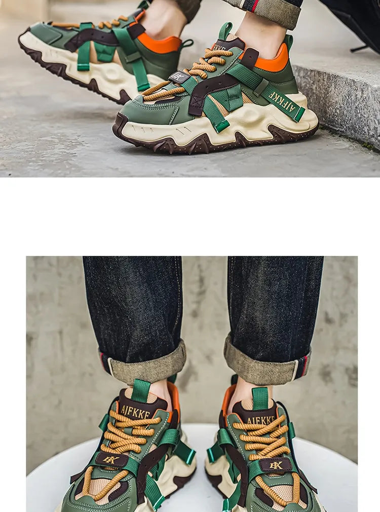 Trend Green Men's Thick Bottom Casual Sneakers Designer High Top Trainers Men Fashion Platform Shoes Breathable Chunky Sneakers