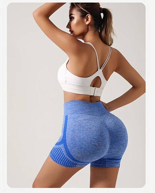 Women solid color sports shorts High Waist hip lift elastic running gym yoga shorts Breathable quick dry fitness yoga leggings