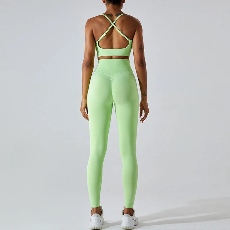 Women's Tracksuit Seamless Fitness Suit 2PCS Yoga Set Sportswear Workout