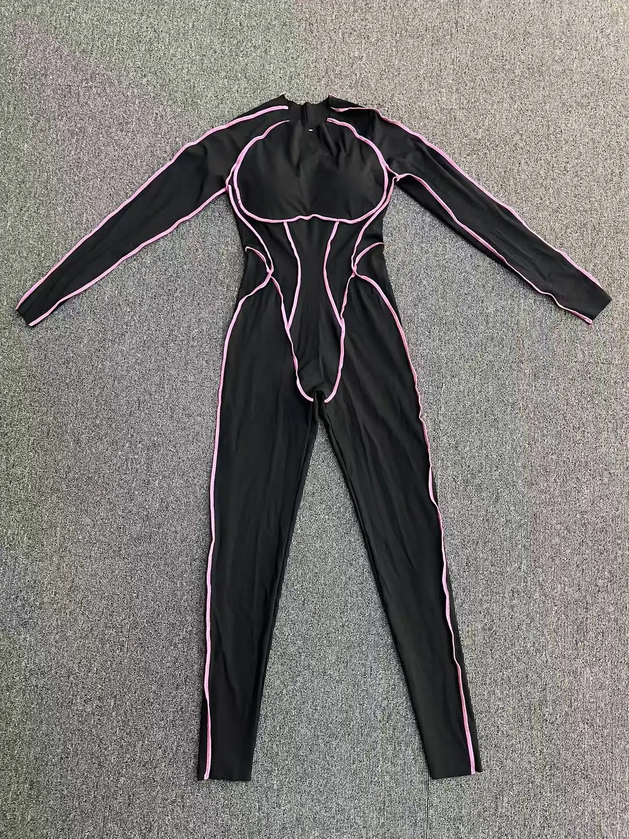 Yoga Suit Sport Fitness Seamless Line Contrast Color Skinny Pants One Piece